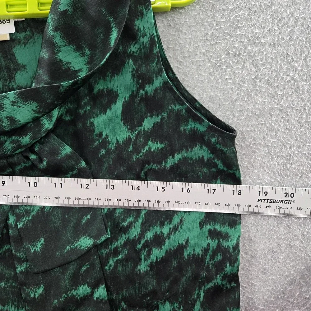 Michael Kors Women Blouse 4 Green Animal Print Bow Cowl Neck Pullover
